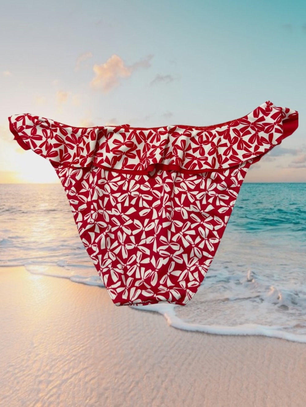 FREYA Charleston Rio Ruffled Bikini Bottom. L. Red/White. Excel. Used Cond. - Picture 2 of 5